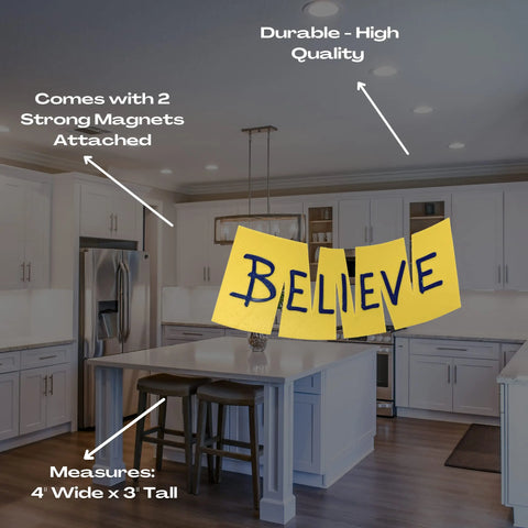 Believe Block Letter Fridge Magnet for Sports Fans | 4" W X 3" Tall | New 2023 Block Letter Edition Chatelet Manufacturing 