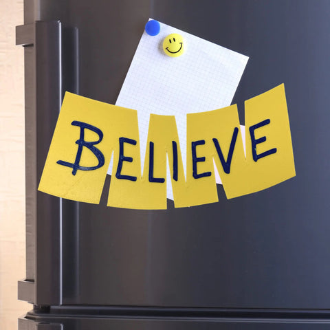 Believe Block Letter Fridge Magnet for Sports Fans | 4" W X 3" Tall | New 2023 Block Letter Edition Chatelet Manufacturing 