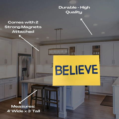 Believe Fridge Magnet 4 Inch – Sports Motivation Decor | Made in USA Chatelet Manufacturing 
