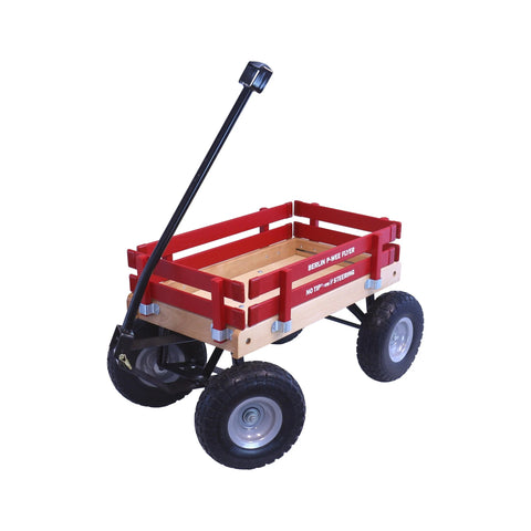 Berlin Big Foot Kids Express Wagon 25x14 Inch Solid Wood Bed With Foam Tires – Amish Crafted | Made in USA Amish Toy Box  Pull Behind Wagon