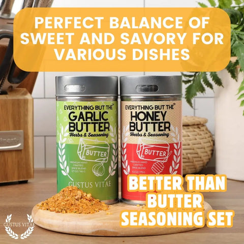 Better Than Butter Seasoning Duo – Honey & Garlic Herb Blends | Made in USA Gustus Vitae  Gourmet Seasonings
