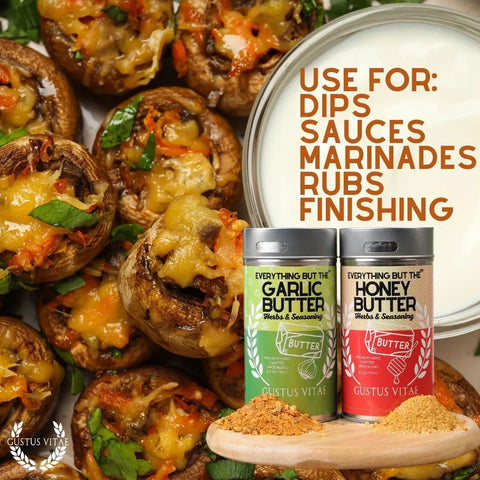 Better Than Butter Seasoning Duo – Honey & Garlic Herb Blends | Made in USA Gustus Vitae  Gourmet Seasonings