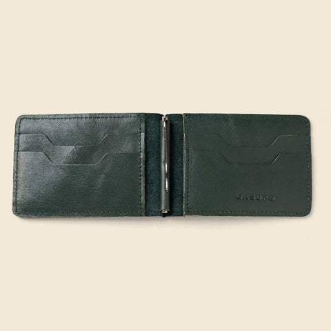 Bifold Money Clip Wallet 4.5x3.25 Inch – Forest Green Leather | Made in USA CASUPO  Money Clip Wallet