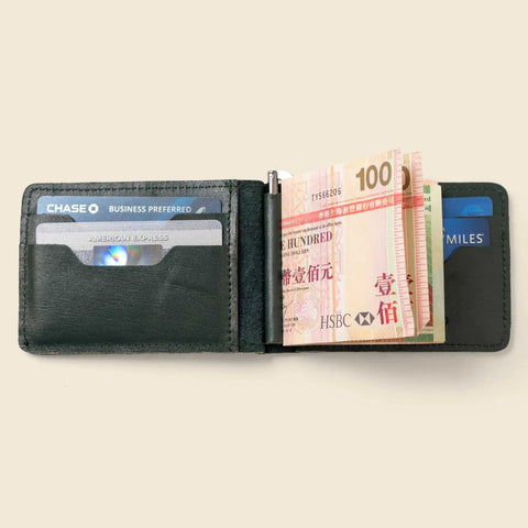 Bifold Money Clip Wallet 4.5x3.25 Inch – Forest Green Leather | Made in USA CASUPO  Money Clip Wallet