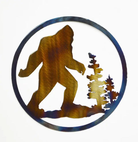 Bigfoot Metal Wall Art – Rustic Circle Décor – Handmade American Wilderness Silhouette | Made in USA Knights Home Decor  item