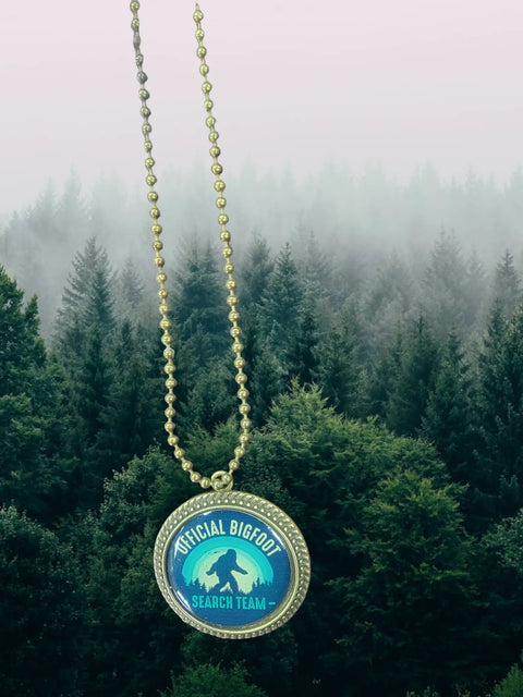Bigfoot Search Team Pendant Necklace 30 Inch Vintage Brass Chain – Cryptid Jewelry Gift | Made in USA Michelle Marie Boutique  Pendant Necklace