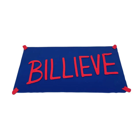 The Billieve Motivational Wall Hanging by Chatelet Manufacturing is a ~12x6 hard plastic locker room graphic in team colors—a perfect gift for sports fans looking for bold and inspiring wall decor.