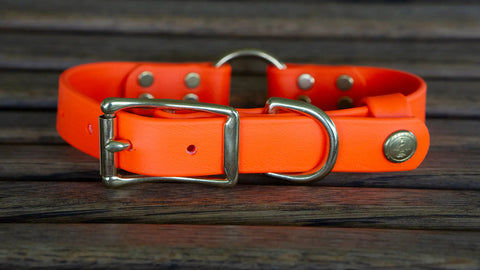 Biothane Hunter Dog Collar 1 Inch Wide with Center Ring and Tail Snap – Durable Field Collar | Made in USA Auburn Leathercrafters  item