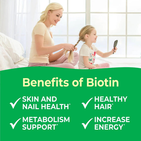 Biotin Chewable Vitamins for Kids 5000 MCG – Hair Skin Nails Support – 120 Count | Made in USA VitaWorks  Chewable