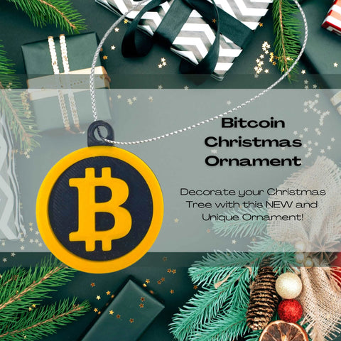 The Bitcoin Christmas Ornament by Chatelet Manufacturing, featuring yellow and black design, is a festive choice for cryptocurrency fans. Made in the USA, it’s perfect for decorating your holiday tree with unique style.