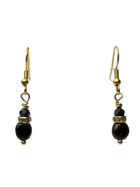 Black Agate Gemstone Necklace and Gold-Plated Earrings Set – Adjustable Length Jewelry | Made in USA Michelle Marie Boutique  Jewelry Set