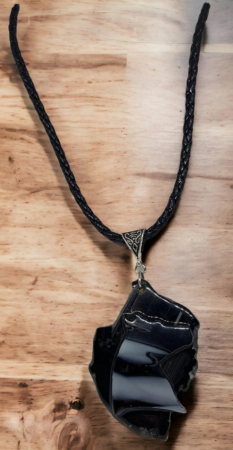 Black Agate Horse Pendant Necklace – 3 Inch Statement Jewelry With Leather Cord | Made in USA Michelle Marie Boutique  Necklace