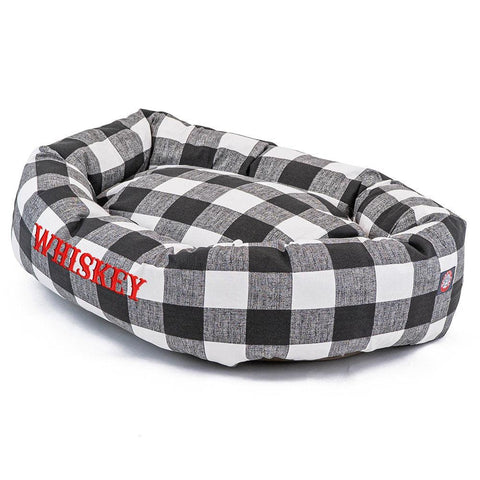 Anderson Check Personalized Dog Bed – Cozy Sherpa Center – Handmade in USA Majestic Pet 