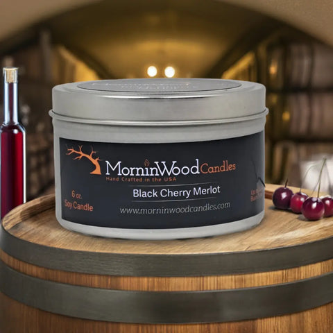 Black Cherry Merlot - Soy Tin Collection MorninWood Candles  Candles