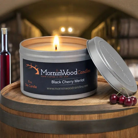 Black Cherry Merlot - Soy Tin Collection MorninWood Candles  Candles