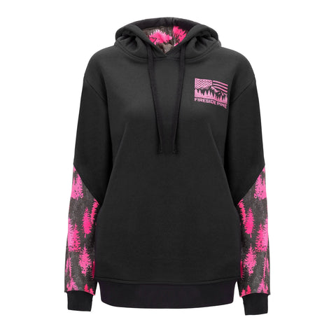 Black Cottonwood Hoodie – Hot Pink Pine Graphic – Made in USA Fireside Pine  Hoodie