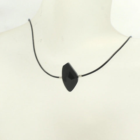 Black Crystal Pendant Choker Necklace – Leather Cord with Stainless Steel Clasp | Made in USA Michelle Marie Boutique  Necklace
