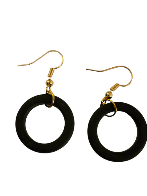 Black Cultured Sea Glass Hoop Earrings – Ocean Inspired Jewelry | Made in USA by Michelle Marie Boutique Michelle Marie Boutique  Earrings