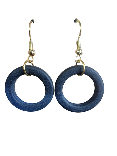 Black Cultured Sea Glass Hoop Earrings – Ocean Inspired Jewelry | Made in USA by Michelle Marie Boutique Michelle Marie Boutique  Earrings