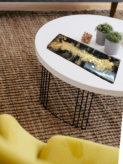 Black Gold Decorative Serving Tray – Handmade Charcuterie Platter | Made in USA Michelle Marie Boutique  Decorative Trays