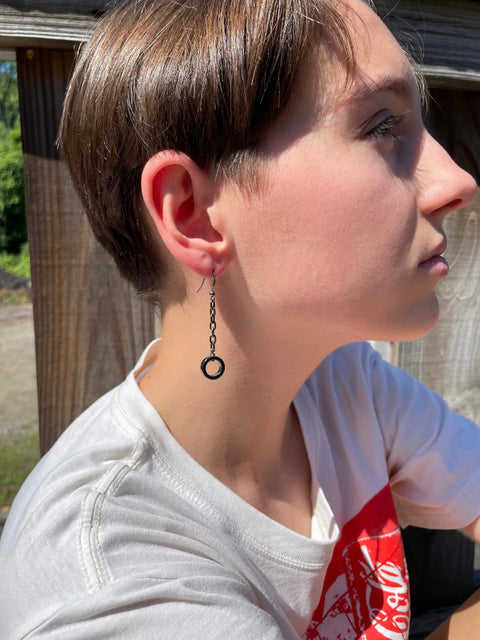 Black Hematite Dangle Hoop Earrings Michelle Marie Boutique  Earrings