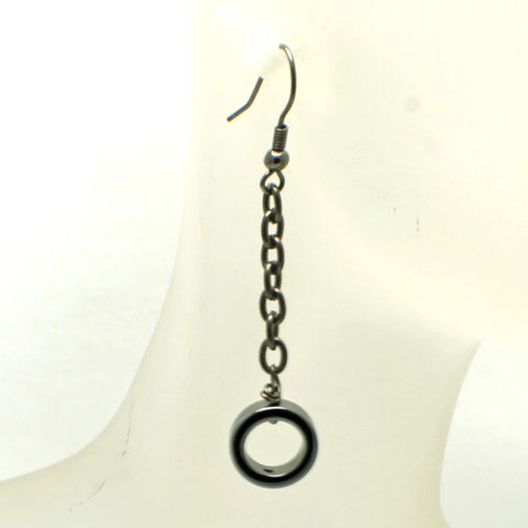 Black Hematite Hoop Dangle Earrings 2 Inch Drop – Gunmetal Chain Design | Made in USA Michelle Marie Boutique  Earrings