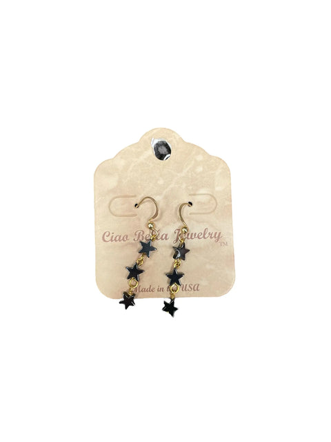 Black Hematite Star Drop Earrings Trio – Gold Hook Dangle Design | Handmade Jewelry Made in USA Michelle Marie Boutique  Earrings