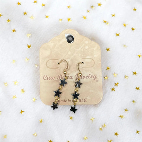 Black Hematite Star Drop Earrings Trio – Gold Hook Dangle Design | Handmade Jewelry Made in USA Michelle Marie Boutique  Earrings