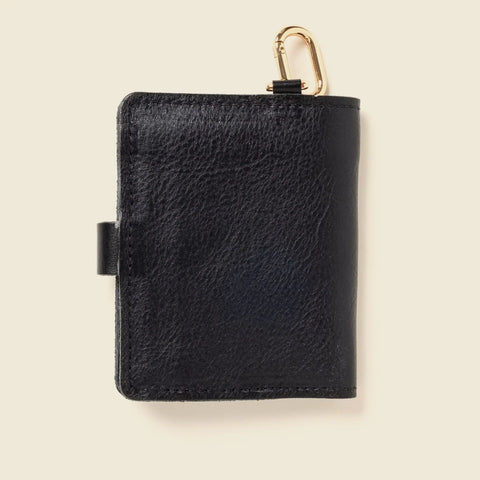 Black Leather Bifold Wallet With Snap Closure And Key Ring – Handmade in USA CASUPO  Small Bifold