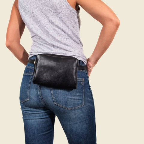 Black Leather Fanny Pack 7.5 Inch – Vegetable Tanned | Handmade in USA CASUPO  Dopp Toiletry Bag