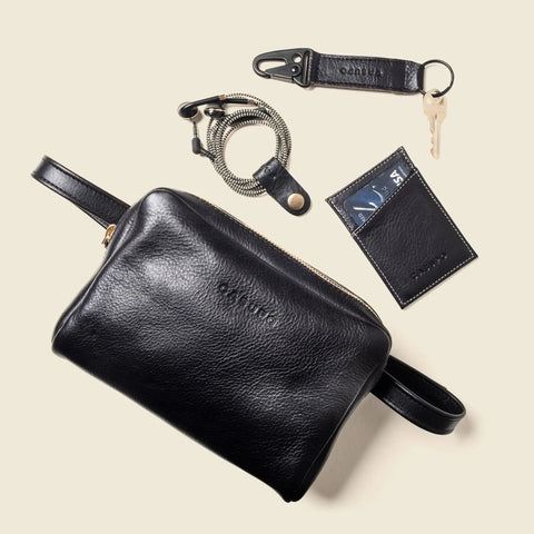 Black Leather Keychain 6 Inch | Handmade in USA CASUPO  Small Leather Goods