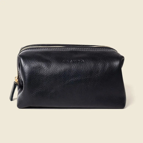 Black Leather Toiletry Travel Bag 7.5 Inch – Sustainable Craft | Handmade in USA CASUPO  Dopp Toiletry Bag