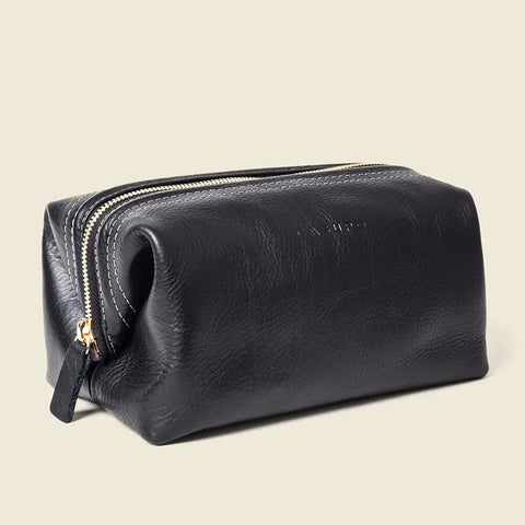 Black Leather Toiletry Travel Bag 7.5 Inch – Sustainable Craft | Handmade in USA CASUPO  Dopp Toiletry Bag