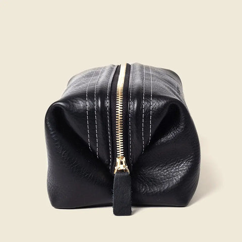 Black Leather Toiletry Travel Bag 7.5 Inch – Sustainable Craft | Handmade in USA CASUPO  Dopp Toiletry Bag