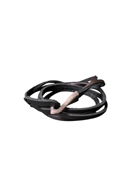 Black Leather Wrap-Around Hook Bracelet – Durable Men's Accessory – Handcrafted Modern Style | Made in USA Michelle Marie Boutique  Bracelet