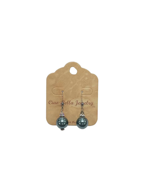 Black Pearl Drop Earrings With Austrian Crystal Accents – Elegant Jewelry Gift | Made in USA Michelle Marie Boutique  Earrings