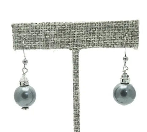 Black Pearl Drop Earrings With Austrian Crystal Accents – Elegant Jewelry Gift | Made in USA Michelle Marie Boutique  Earrings