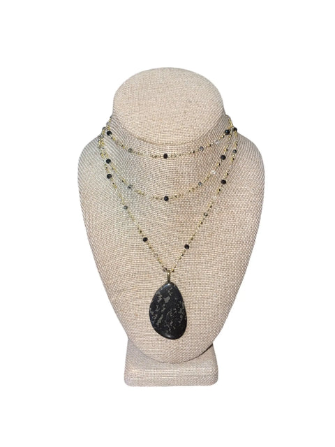 Black Pyrite Pendant Necklace – Protective Grounding Jewelry with Beaded Gold Chain | Made in USA Michelle Marie Boutique  Necklaces