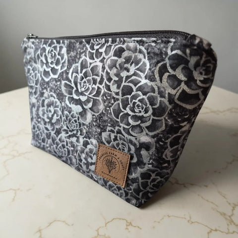 Black Silver Floral Makeup Bag Set – Small to Large Cosmetic Pouches with Cotton Lining | Made in USA Frances Farm & Craft  Cosmetic bags