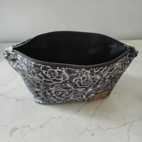 Black Silver Floral Makeup Bag Set – Small to Large Cosmetic Pouches with Cotton Lining | Made in USA Frances Farm & Craft  Cosmetic bags