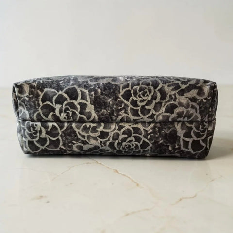 Black Silver Floral Makeup Bag Set – Small to Large Cosmetic Pouches with Cotton Lining | Made in USA Frances Farm & Craft  Cosmetic bags