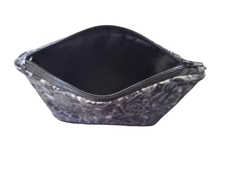 Black With Silver Flowers - Makeup Bag/ Cosmetic Pouch (Different Sizes) Frances Farm & Craft  Cosmetic bags