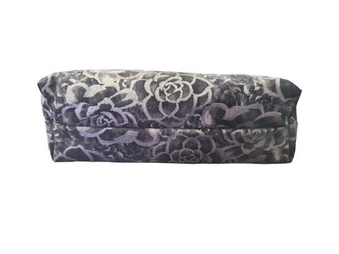 Black With Silver Flowers - Makeup Bag/ Cosmetic Pouch (Different Sizes) Frances Farm & Craft  Cosmetic bags