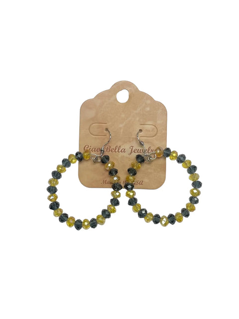 Black & Yellow Crystal Hoop Earrings Michelle Marie Boutique  Earrrings