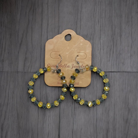 Black & Yellow Crystal Hoop Earrings Michelle Marie Boutique  Earrrings