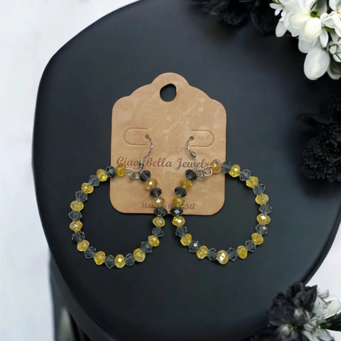 Black & Yellow Crystal Hoop Earrings Michelle Marie Boutique  Earrrings