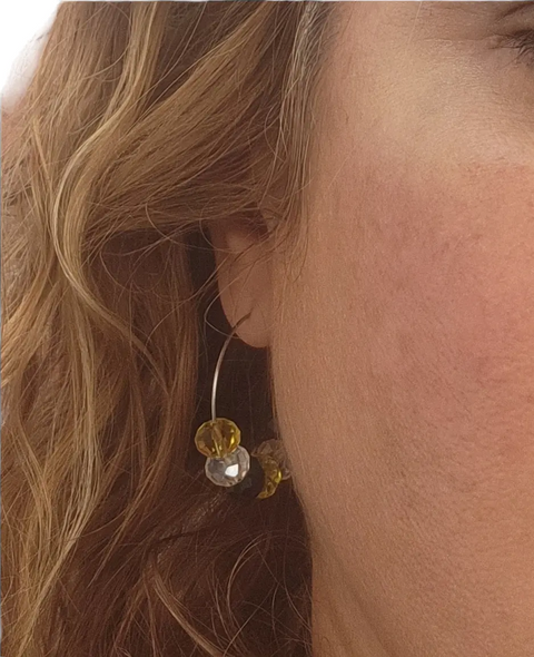 Black and Gold Crystal Hoop Earrings 1.5 Inch – Lightweight Stainless Steel – Pittsburgh Fan Jewelry | Made in USA Michelle Marie Boutique  Earrings