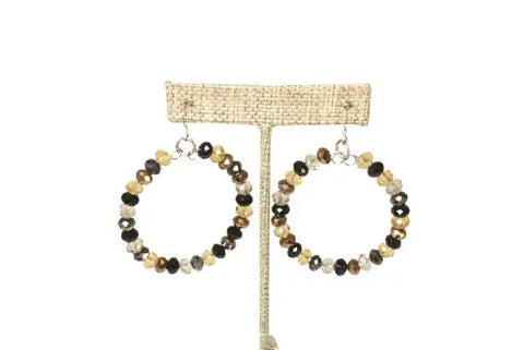 Black and Gold Crystal Hoop Earrings 2.5 Inch – Sterling Silver Hooks | Handmade in USA Jewelry Michelle Marie Boutique  Earrings