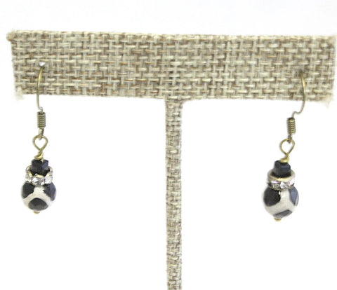 Black and White Dalmatian Jasper Drop Earrings – Handcrafted Gemstone Jewelry | Made in USA by Michelle Marie Boutique Michelle Marie Boutique  Earrings