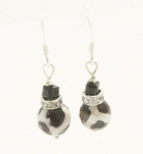 Black and White Dalmatian Jasper Drop Earrings – Handcrafted Gemstone Jewelry | Made in USA by Michelle Marie Boutique Michelle Marie Boutique  Earrings